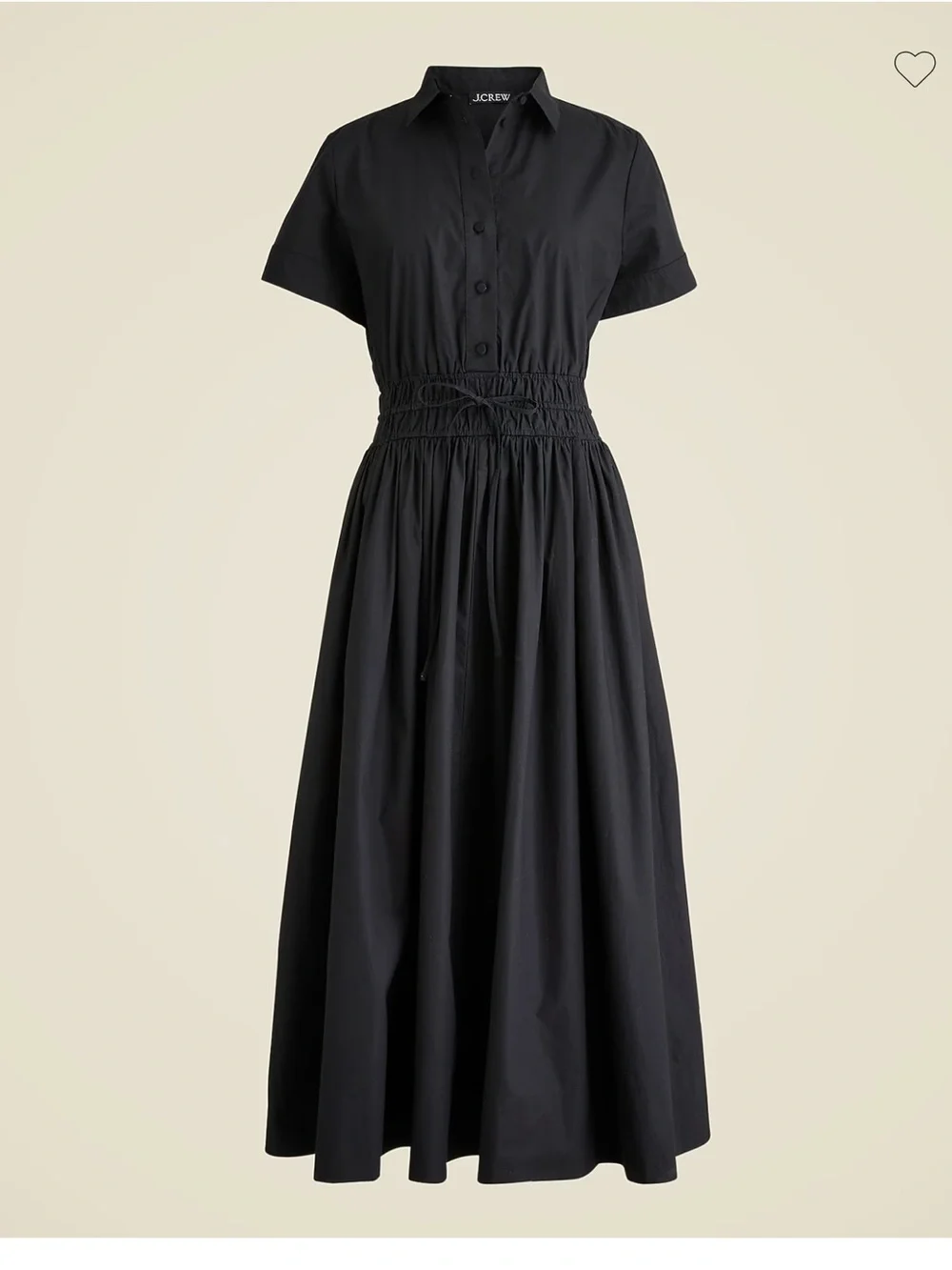 J Crew Elena Shirt Dress Cotton Poplin Sz 14 Black NEW